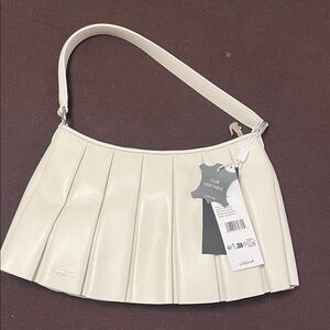 Lacoste White Pleated Shoulder Bag